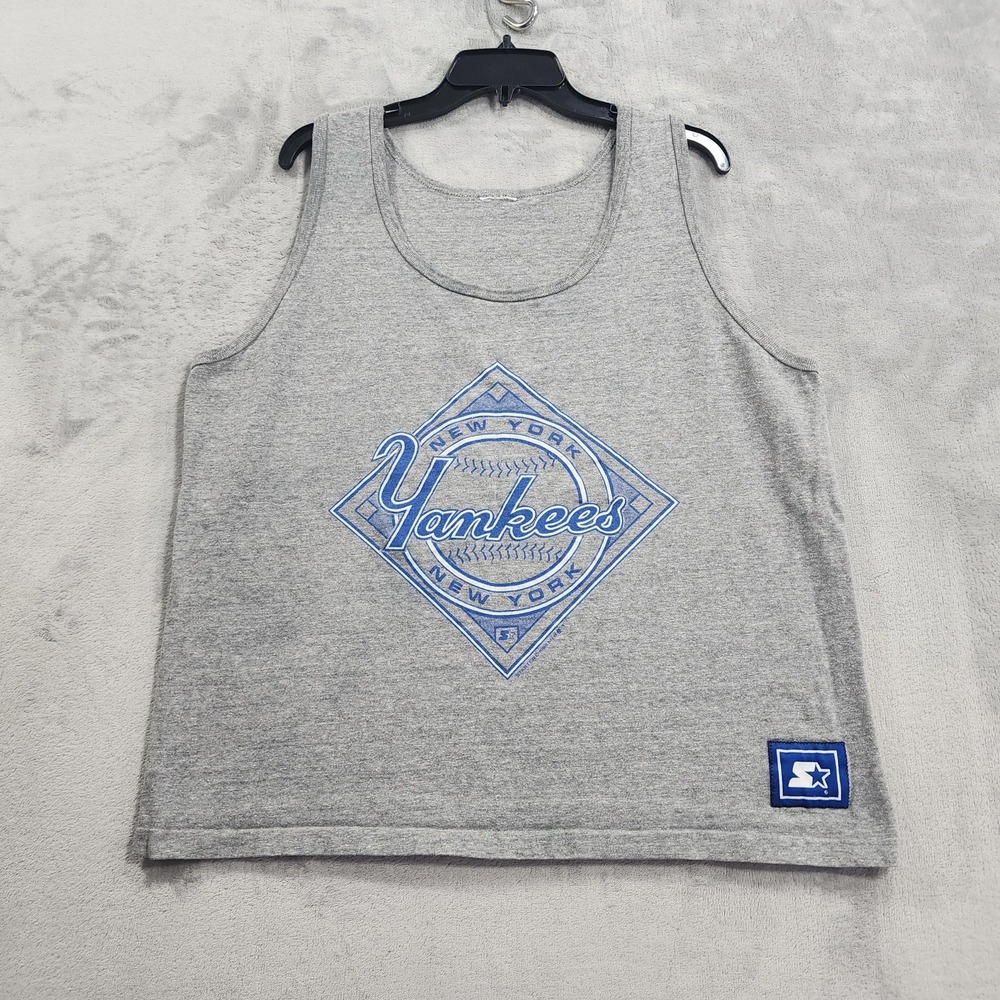 Vintage New York Yankees Shirt Mens L Gray MLB Baseball Starter Graphic Tank 80s